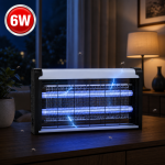 6W LED elektromos rovarcsapda – beltéri UV szúnyog- és légyirtó lámpa vegyszermentes működéssel (BBD)