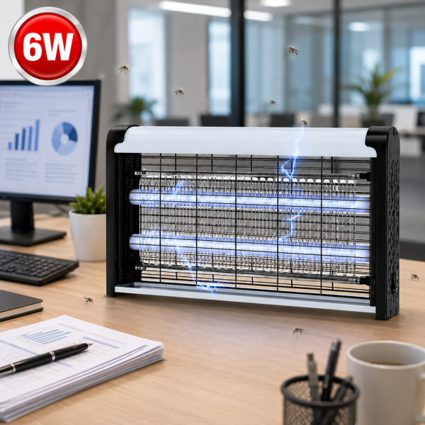 6W LED elektromos rovarcsapda – beltéri UV szúnyog- és légyirtó lámpa vegyszermentes működéssel (BBD)