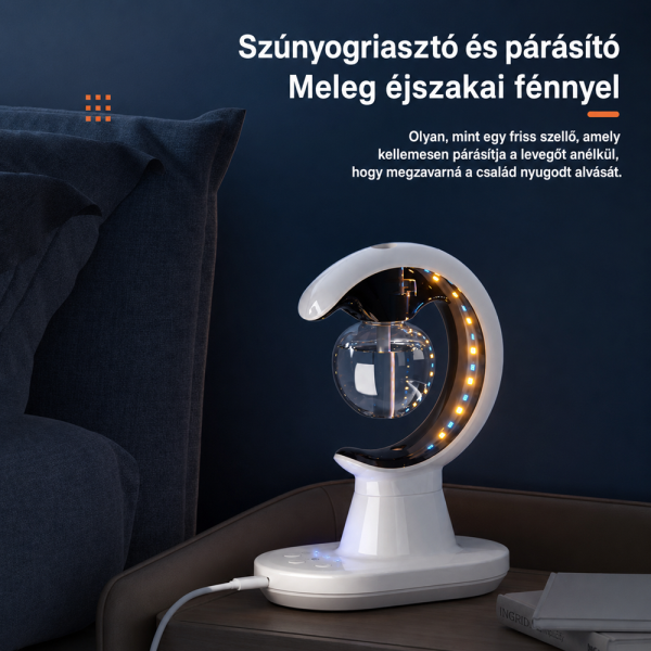 Hold alakú elektromos szúnyogirtó lámpa párásítóval és LED éjszakai fénnyel – fehér (BBM)