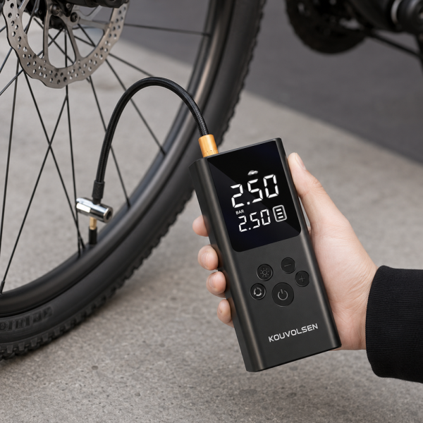 Kouvoolsen KOS-33004 hordozható digitális kompresszor és elektromos légpumpa – autóhoz, kerékpárhoz, motorhoz, labdához (BBD)
