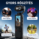 OZCT Q8 4K vlog kamera – Ultra HD zsebkamera 3 tengelyes stabilizátorral és forgatható érintőkijelzővel (BBD)