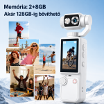 OZCT Q8 4K vlog kamera – Ultra HD zsebkamera 3 tengelyes stabilizátorral és forgatható érintőkijelzővel (BBD)
