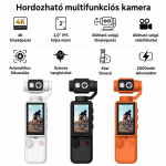 OZCT Q8 4K vlog kamera – Ultra HD zsebkamera 3 tengelyes stabilizátorral és forgatható érintőkijelzővel (BBD)