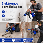 THO M-9130 elektromos bontókalapács 1050W – hálózati fúrókalapács betonhoz, téglához és csempéhez (BBD-M)