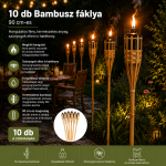 10 db Bambusz kerti fáklya 90 cm – Folyadékkal tölthető kerti fáklya szúnyogriasztó olajhoz (LR)