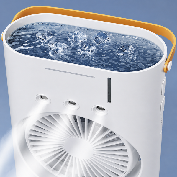 IceCool dupla léghűtő ventilátor párásító funkcióval – jéggel tölthető USB asztali hűtőventilátor (BBM)