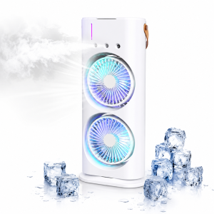IceCool dupla léghűtő ventilátor párásító funkcióval – jéggel tölthető USB asztali hűtőventilátor (BBM)