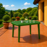 Parla műanyag ovális kerti asztal 135 × 84 cm – 6 személyes kültéri étkezőasztal - Zöld (LR)