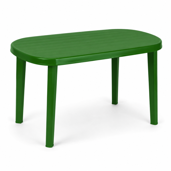Parla műanyag ovális kerti asztal 135 × 84 cm – 6 személyes kültéri étkezőasztal - Zöld (LR)